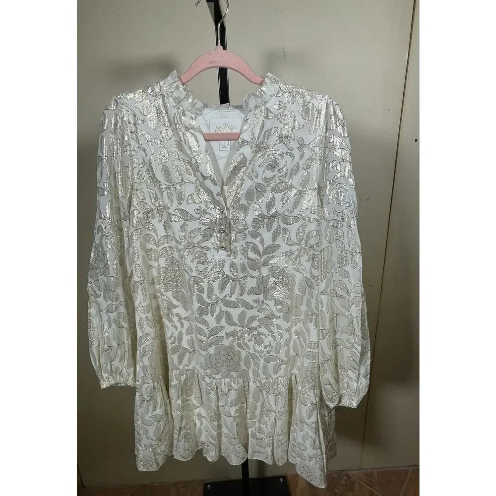 Lilly Pulitzer Evaline Silk Coconut Floral Bloom Silk Dress Size 4